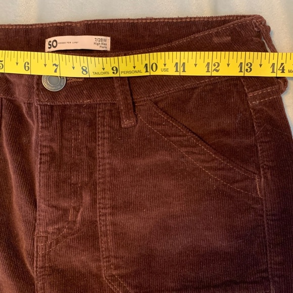 SO Chocolate Brown high rise Flare corduroy pants grommet lace up customized 7 - Picture 4 of 9